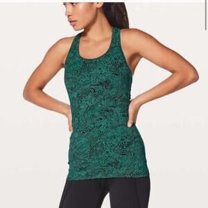 Lululemon Kitakami Viridian Green Black Racerback Active Tank Top Women Sz XS
